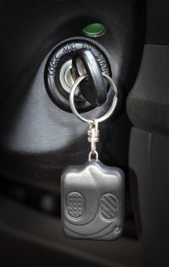 Automobile key in the ignition lock clipart