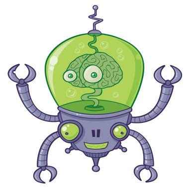 Brainbot Robot With Brain clipart