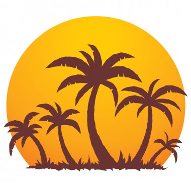 Palm Trees And Summer Sunset clipart