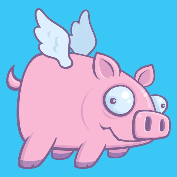 A cute flying pig cartoon animal sticker - Stock Illustration