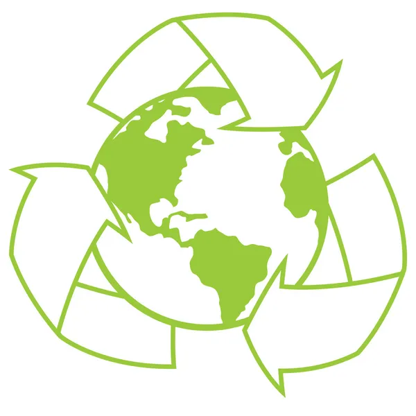 Planeet aarde met recycle symbool — Stockvector