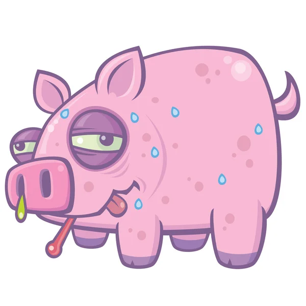 Cerdo de la gripe porcina de dibujos animados — Archivo Imágenes Vectoriales