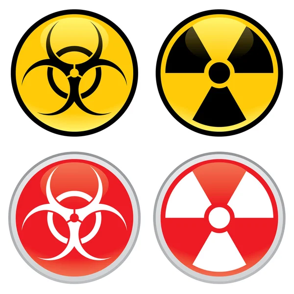 Biohazard and Radioactive Warning Signs — Stock Vector