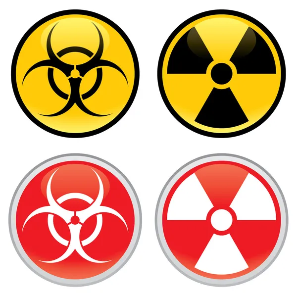 Biohazard és radioaktív figyelmeztető jelek Stock Illusztrációk