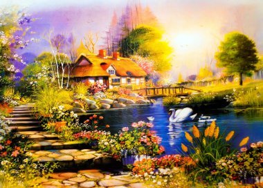 Landscape painting clipart