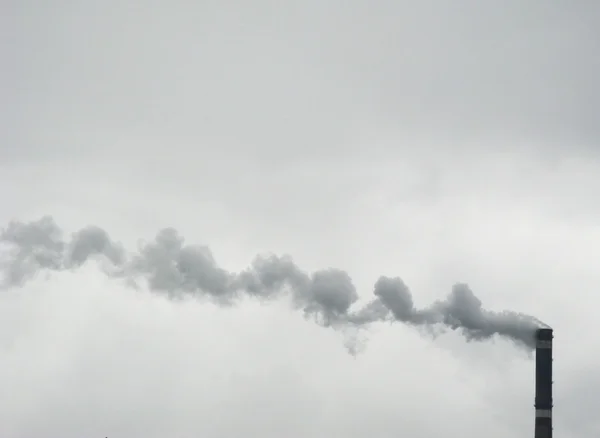 stock image Industrial Smoke Pipe on a Grey Sky