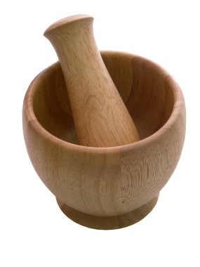 Wooden mortar for crushing clipart