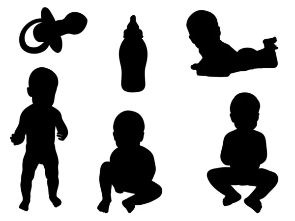 Silhouettes bébé — Image vectorielle