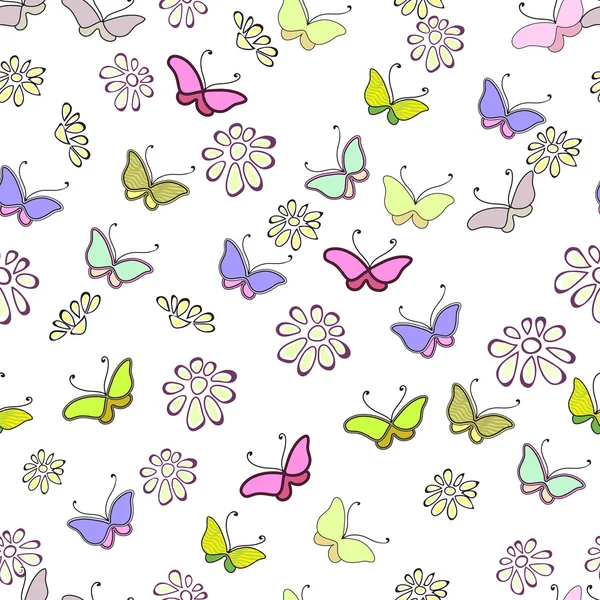 カラフルなシームレスな花のパターン — ストックベクタ
