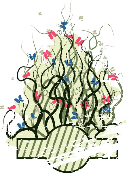 抽象的なグランジ花のフレーム — ストックベクタ