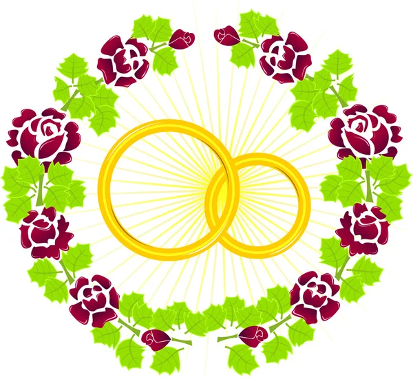 Два кольца с розами — стоковый вектор