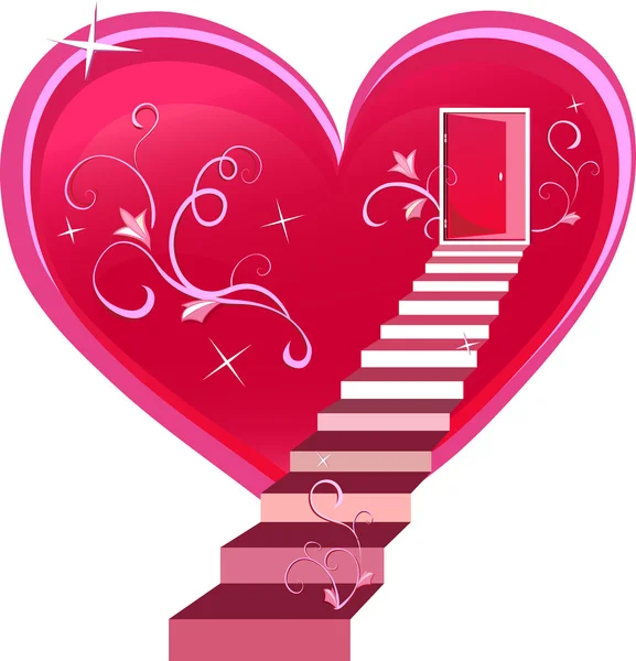 Doors are open to the heart — Stock Vector