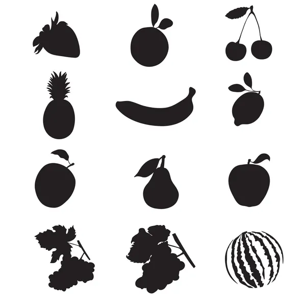 Siluetas de frutas . — Archivo Imágenes Vectoriales