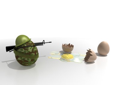 Egg in military clothing clipart