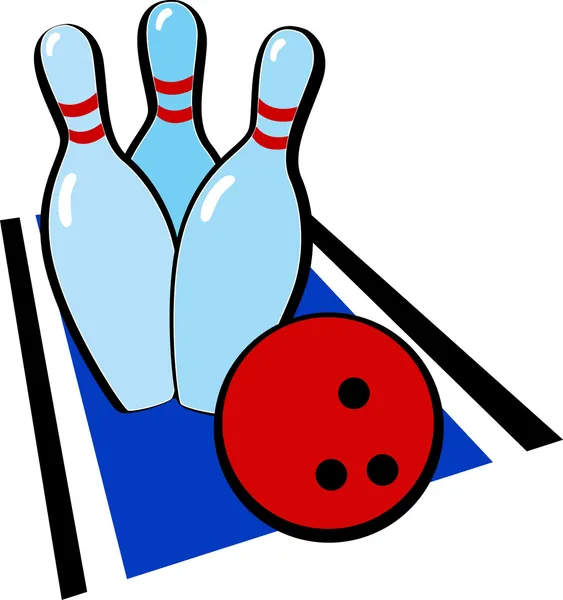 Bowling bal en dalende bowling pinnen. — Stockvector