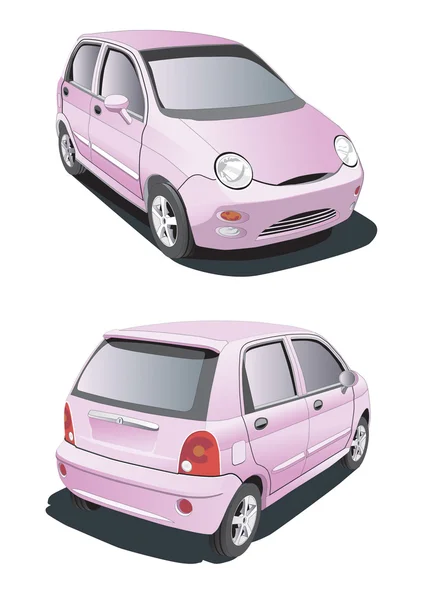 Pequeno carro rosa — Vetor de Stock