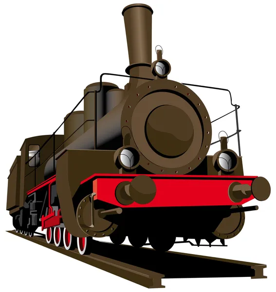 Vieja locomotora de vapor — Vector de stock
