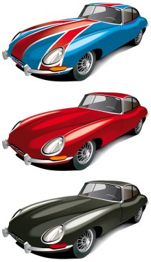 Retro english sport car set clipart