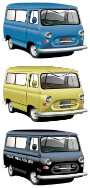 Old-fashioned van set clipart