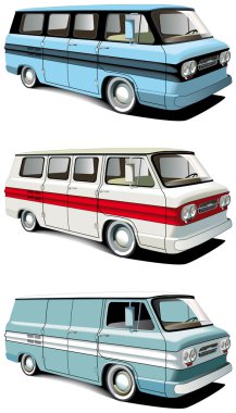 Retro van set clipart