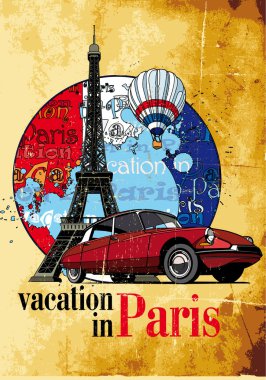 Vacation in Paris grunge clipart