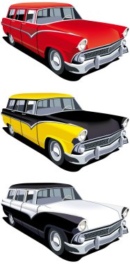 American retro station wagon clipart