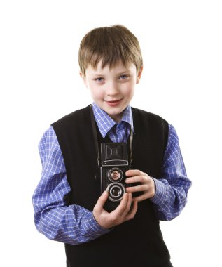 Boy with camera clipart