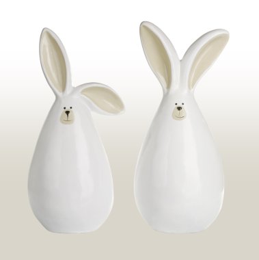 iki tavşan seramik heykel