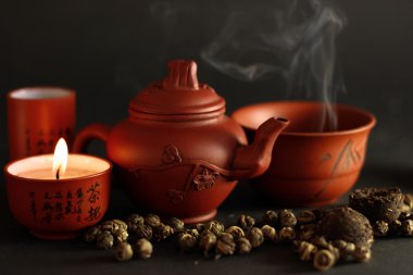 Set for the Chinese tea ceremony clipart