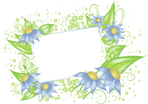 Carta bianca con fiori blu — Vettoriale Stock