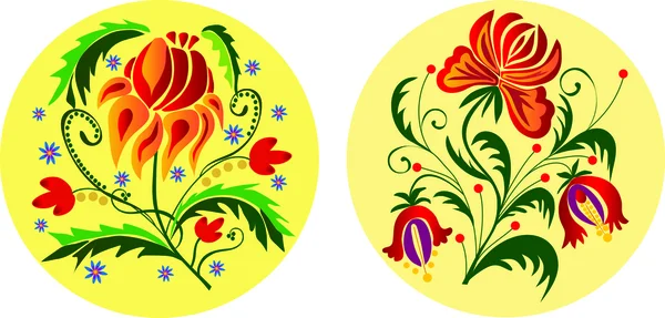 Ornements floraux populaires — Image vectorielle