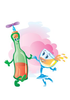 Bottle with a wine-glass clipart