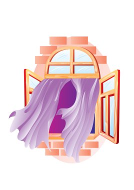 Window with curtains clipart