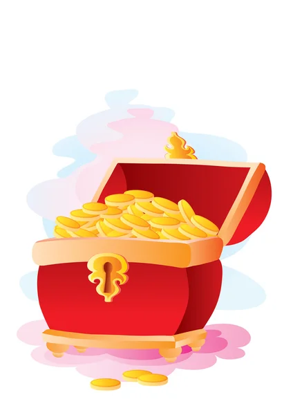 Truhlice se zlatými mincemi — Stockový vektor