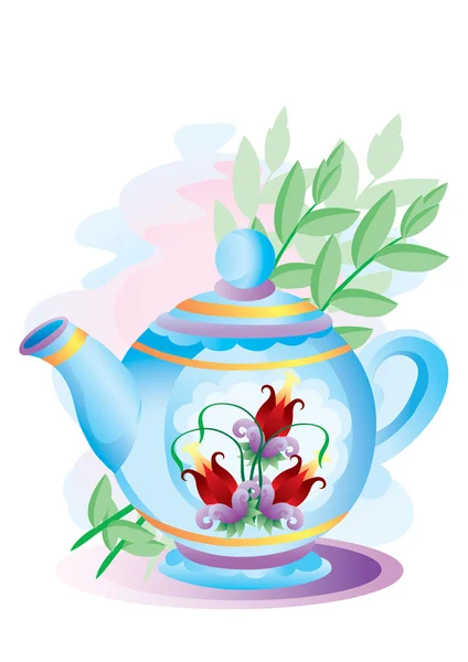 Чайник з квітами — стоковий вектор