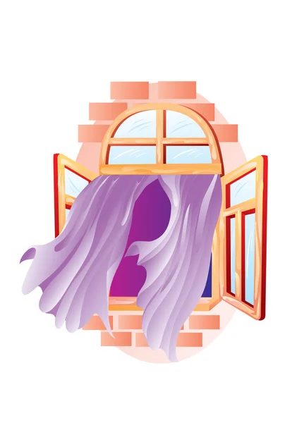 Fönster med gardiner — Stock vektor