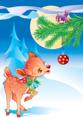 Deer in Christmas clipart