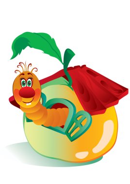 Worm in an apple clipart