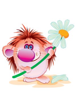 Hedgehog with a flower clipart