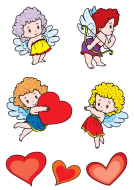 Angels and hearts clipart