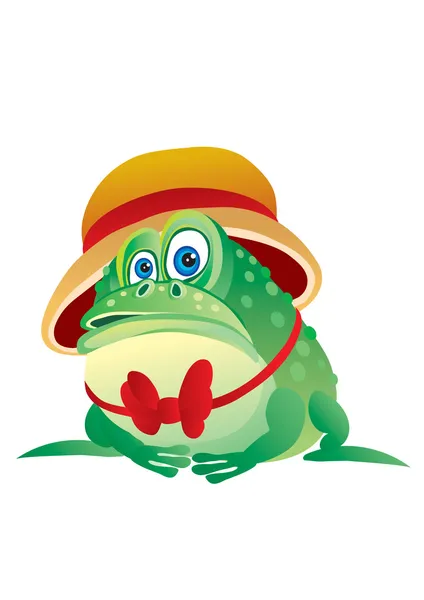 Şapkalı bir kurbağa — Stok Vektör