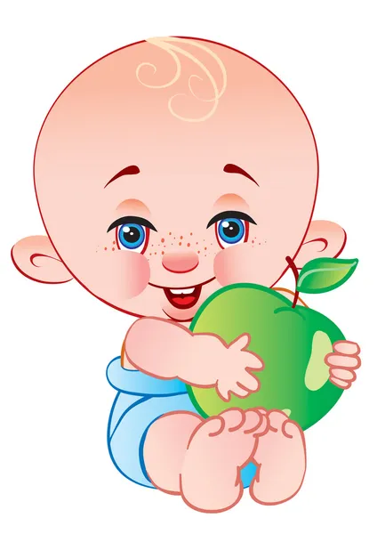 Dziecko z jabłkiem — Wektor stockowy