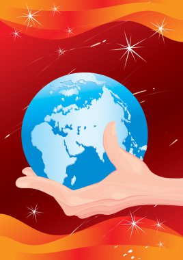 The world on a palm clipart