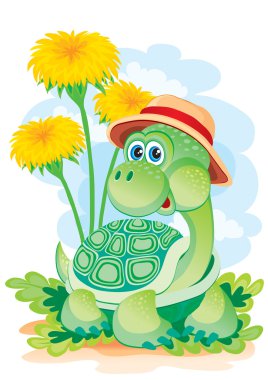 Turtle among colors clipart