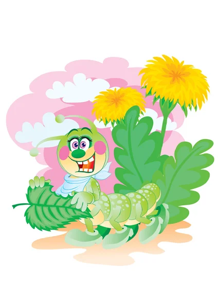 Having dinner caterpillar — Stock Vector