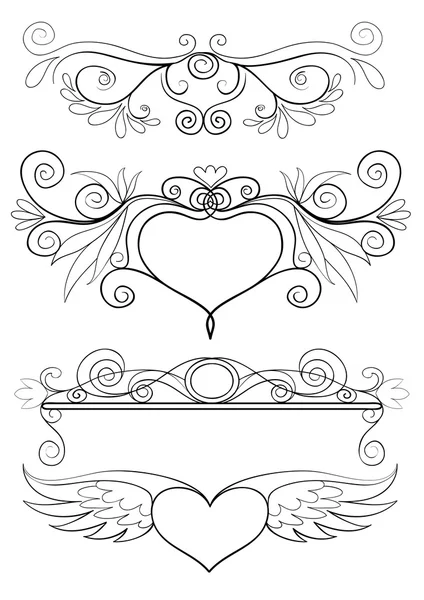 Banners with hearts — Stock Vector