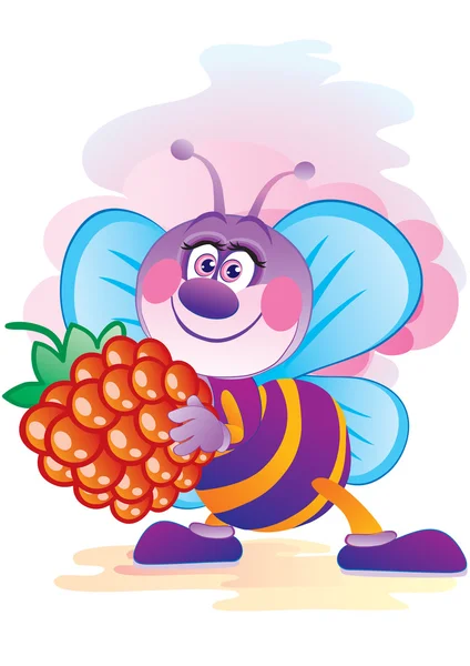 ベリーとミツバチ — ストックベクタ