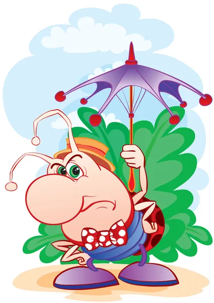 Insect with a umbrella — Stock Vector
