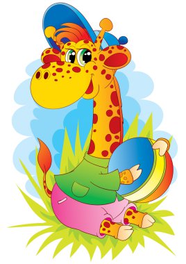 Giraffe with a ball clipart