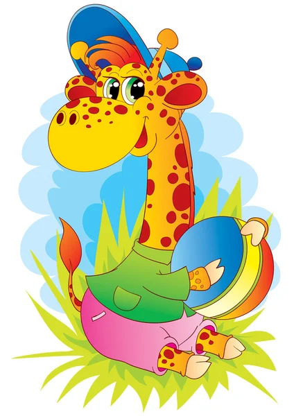 Girafe avec une balle — Image vectorielle